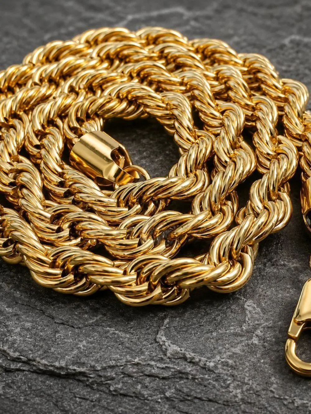 Gold 8mm Stainless Steel Rope Necklace